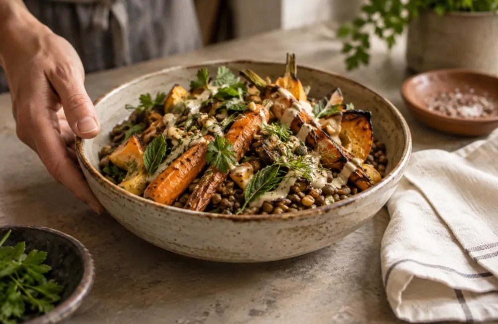 Freshly prepared seasonal food in a sample business website.